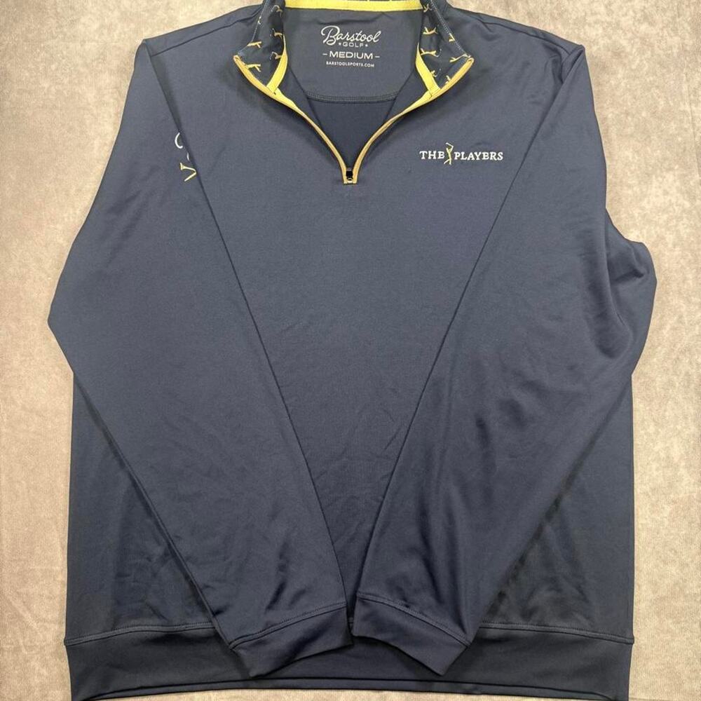 Barstool Golf THE PLAYERS Championship Navy Quarter Zip Pullover Men's Medium